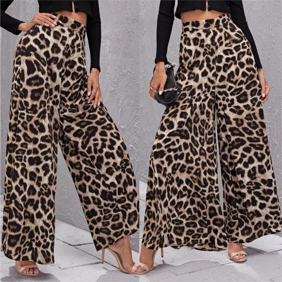 Contemporary Wide Legged Animal Print Pants - Picture 3 of 13